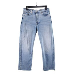 Sz 29 (actual 30x25) Re/Done High Rise Stovepipe Jeans Light Stone Distressed
